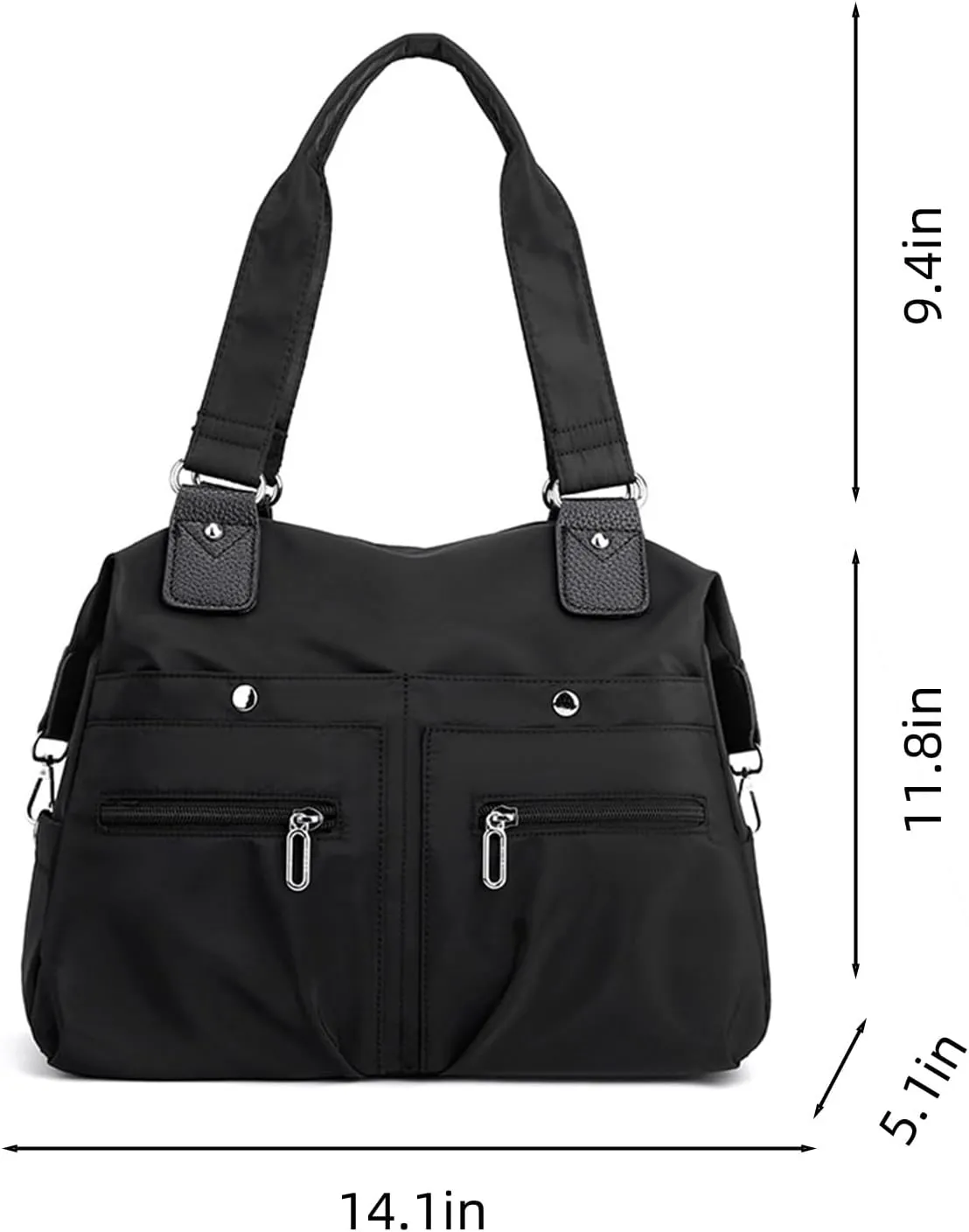 Large Capacity Waterproof Multi Pocket Shoulder Bag, Waterproof Multi Pocket Shoulder Bag, Nylon Tote Bag (Light purple)