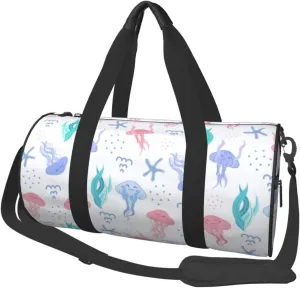 Large Duffle Bag for Travel - Cartoon Jellyfish Seaweed Gym Bag for Women Men, Foldable Travel Bags for Women Men with Zippered Multiple Pockets