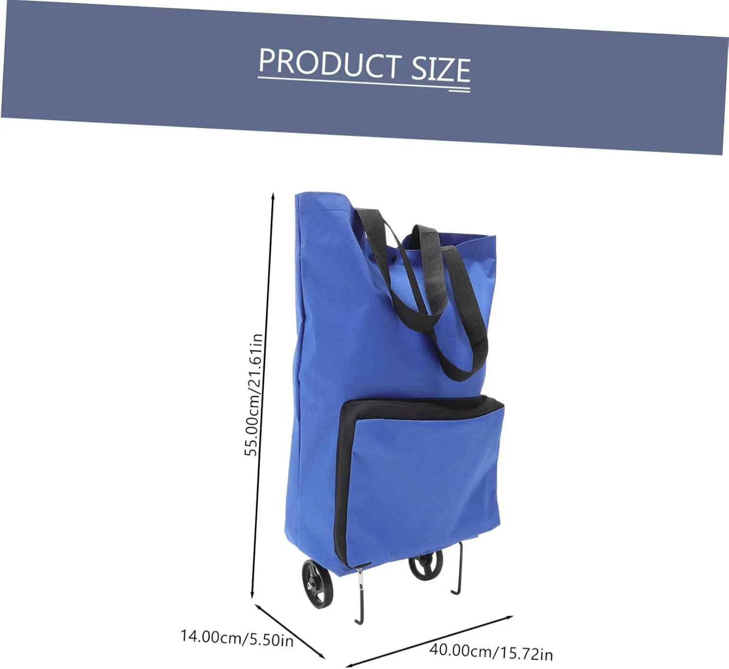 Large Folding Shopping Trolley Bag - Blue - Utility Cart with Wheels