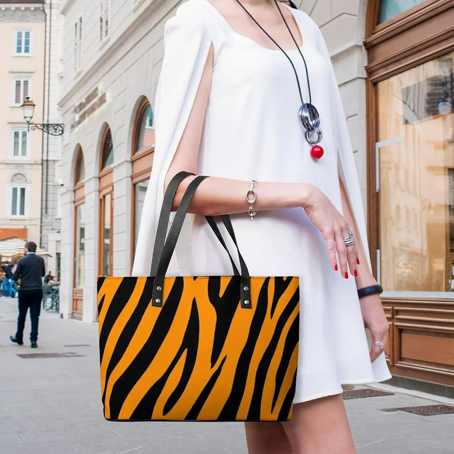 Large Leather Tote Bag Travel Work Daily Essentials Handbag For Women Men
