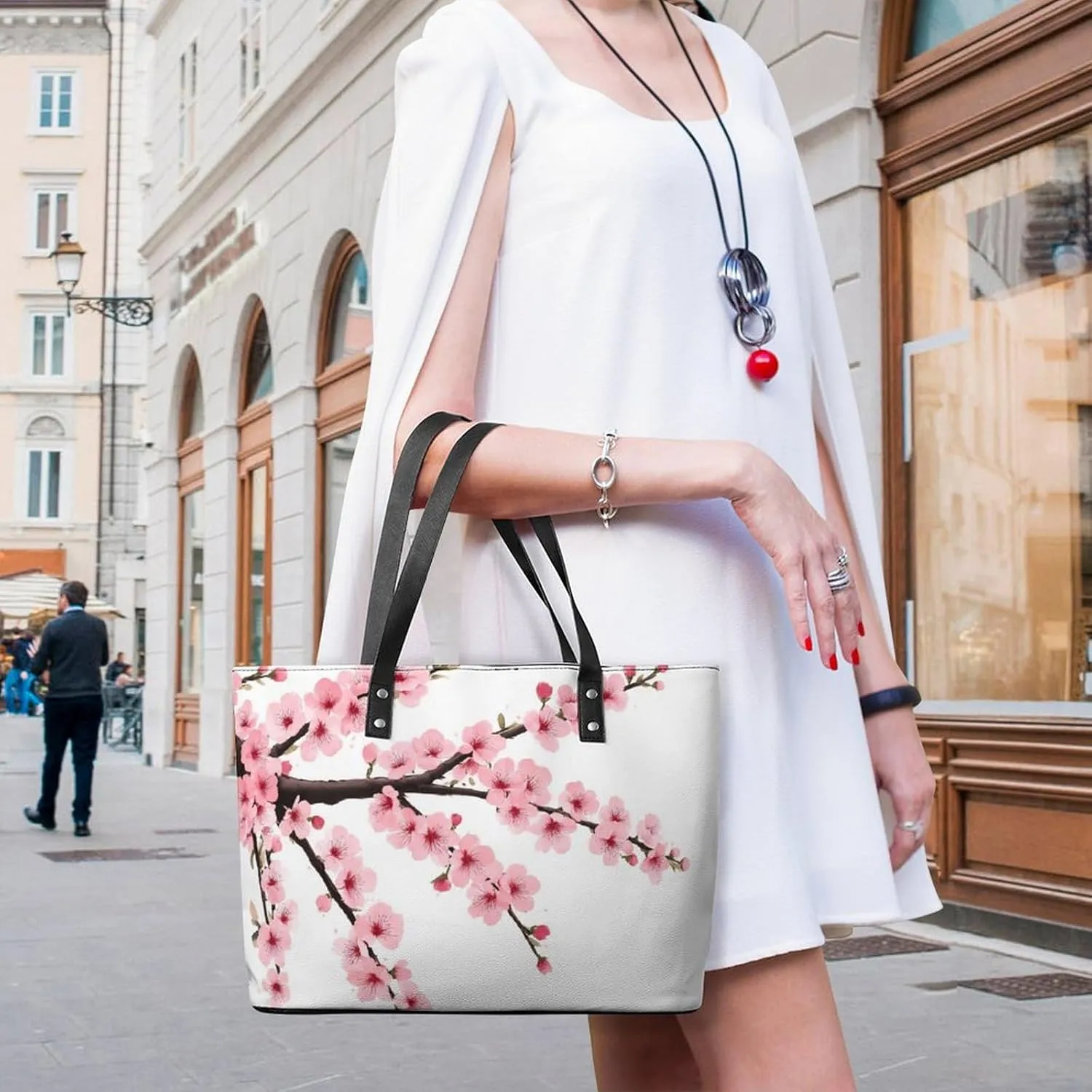 Large Leather Tote Bag Travel Work Daily Essentials Handbag For Women Men