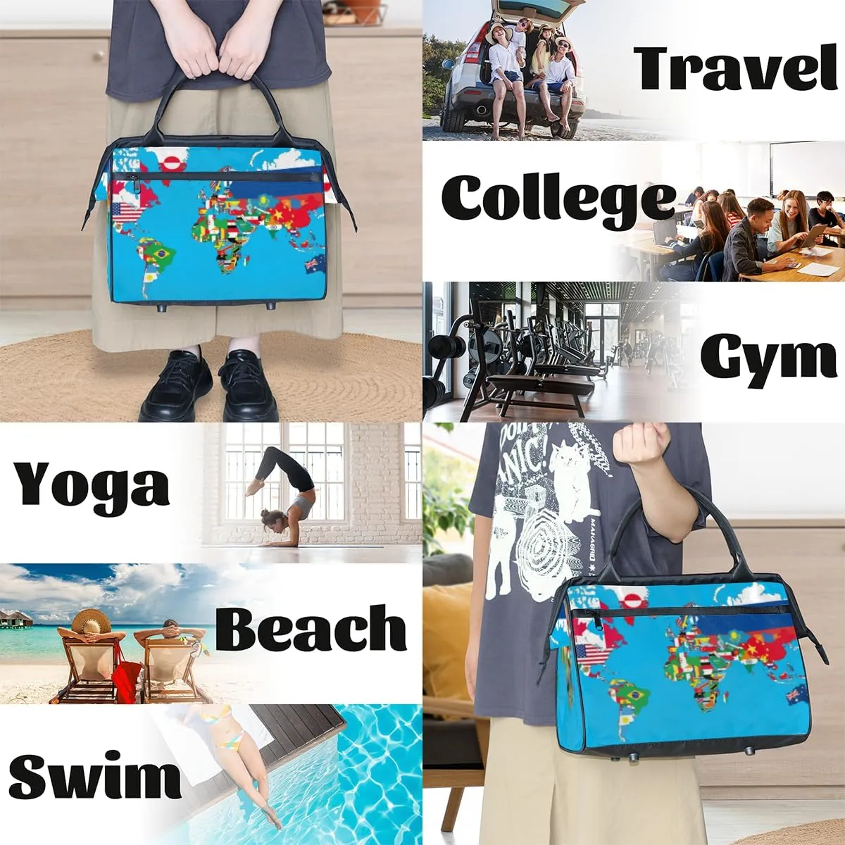 Large Tote Bag for Women with Zipper, Work Gym Tote Nurse Dance Yoga Bag for Sport, Travel