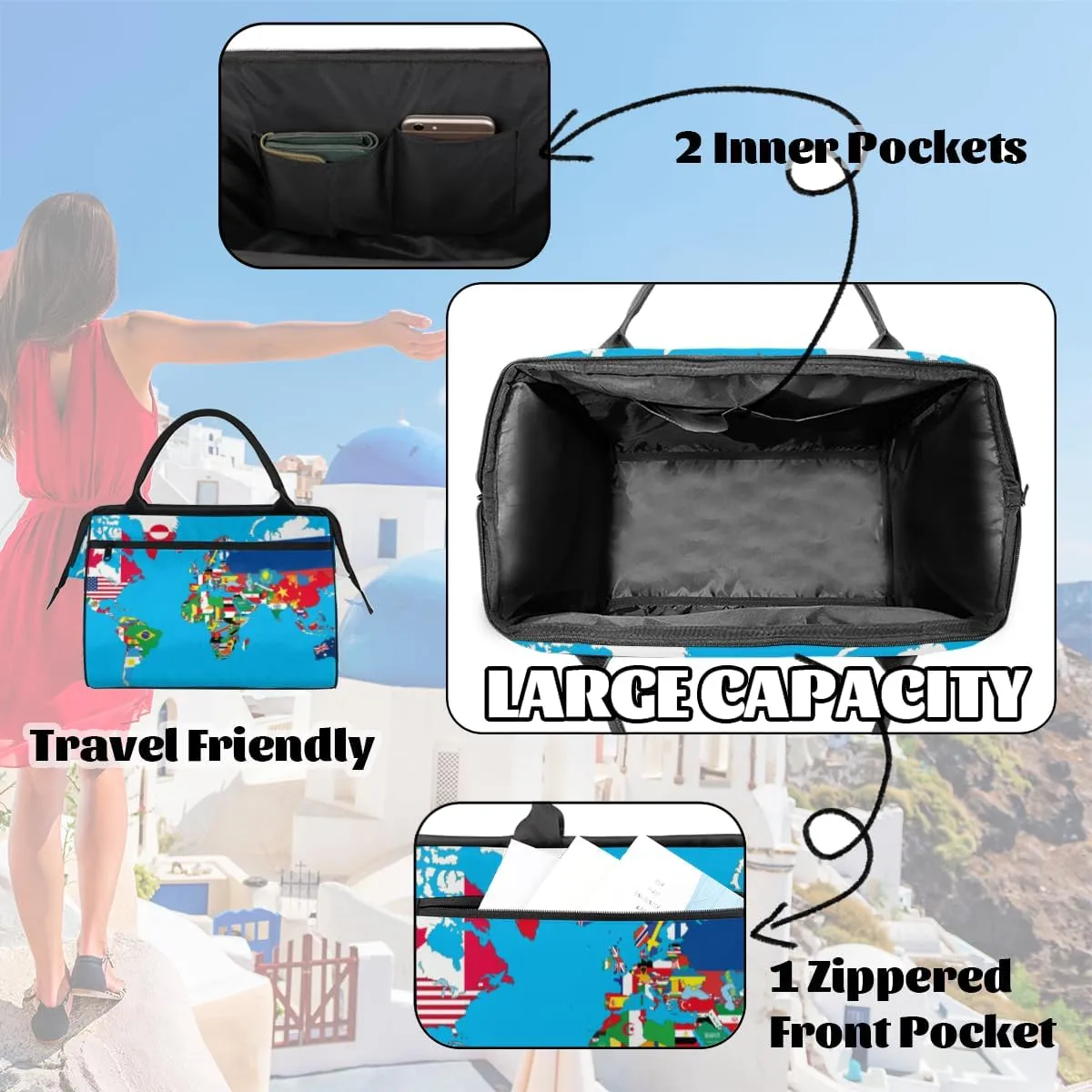 Large Tote Bag for Women with Zipper, Work Gym Tote Nurse Dance Yoga Bag for Sport, Travel