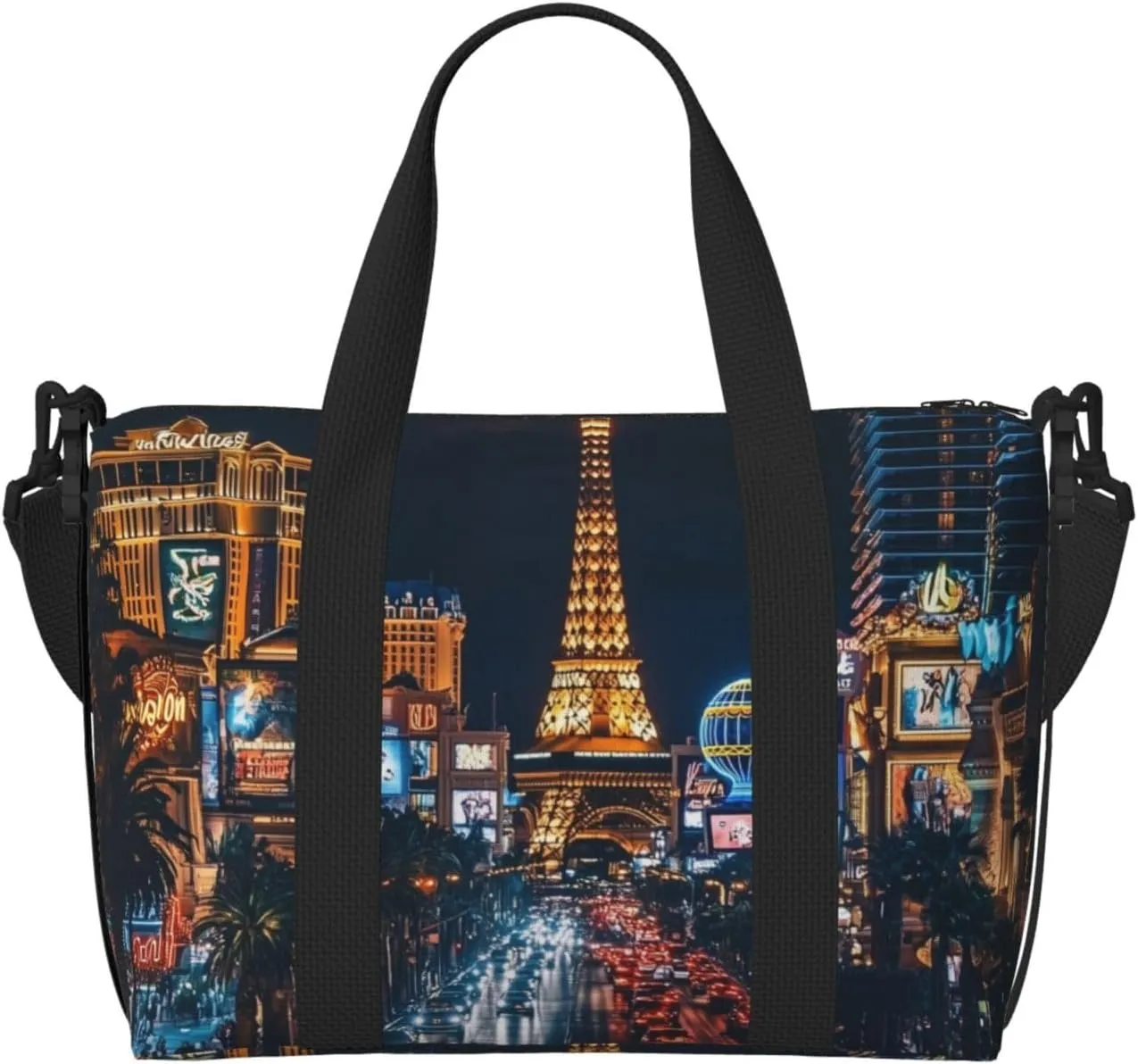 Las Vegas city art print Travel Duffel Bag, Sports Tote Gym Bag, Swim Pool Bag Large Shoulder Tote Bag for Beach Weekender