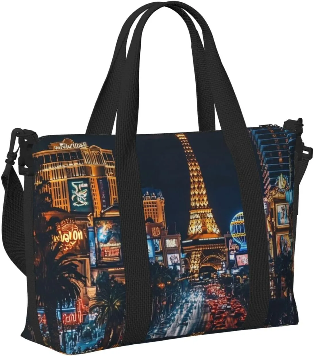Las Vegas city art print Travel Duffel Bag, Sports Tote Gym Bag, Swim Pool Bag Large Shoulder Tote Bag for Beach Weekender