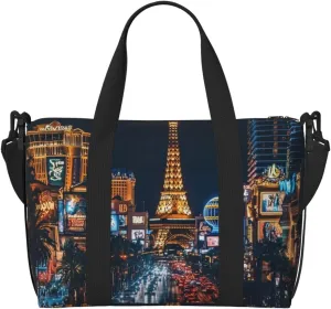 Las Vegas city art print Travel Duffel Bag, Sports Tote Gym Bag, Swim Pool Bag Large Shoulder Tote Bag for Beach Weekender