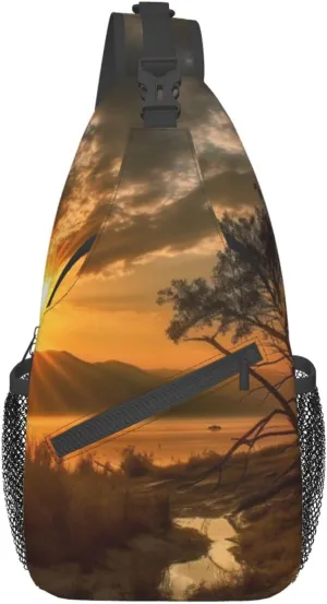 Last Sun Rays Printed Chest Messenger Bag Shoulder Bag Sling Bag
