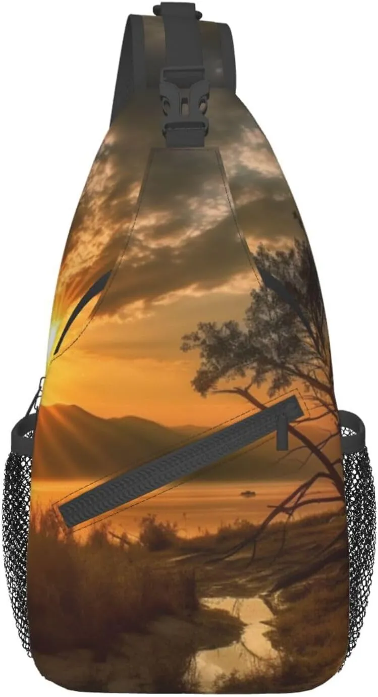 Last Sun Rays Printed Chest Messenger Bag Shoulder Bag Sling Bag