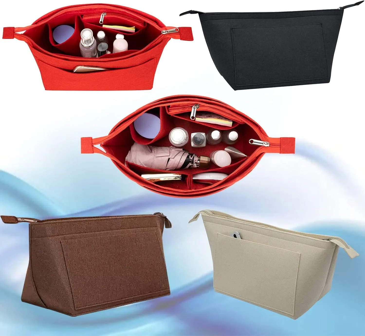 Lckaey Purse Insert Organizer for Neverfull mm Bag purse Organizer kit insert 1070Claret-M