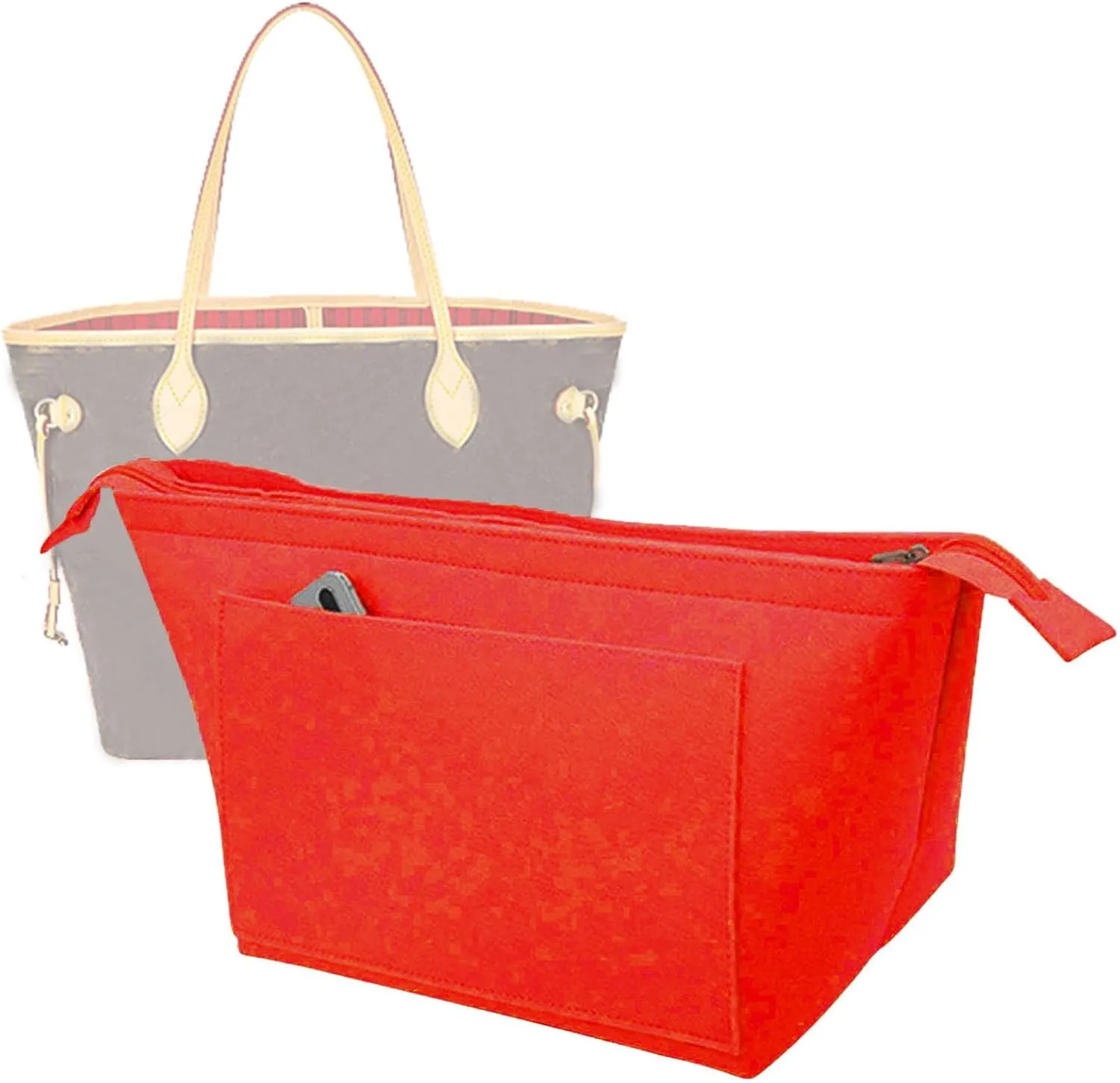 Lckaey Purse Insert Organizer for Neverfull mm Bag purse Organizer kit insert 1070Claret-M
