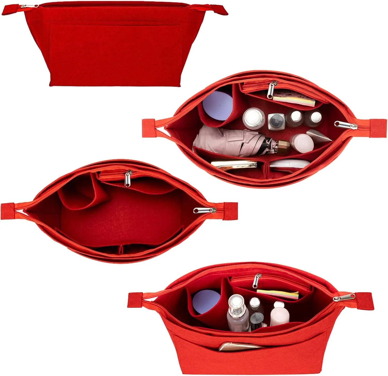 Lckaey Purse Insert Organizer for Neverfull mm Bag purse Organizer kit insert 1070Claret-M