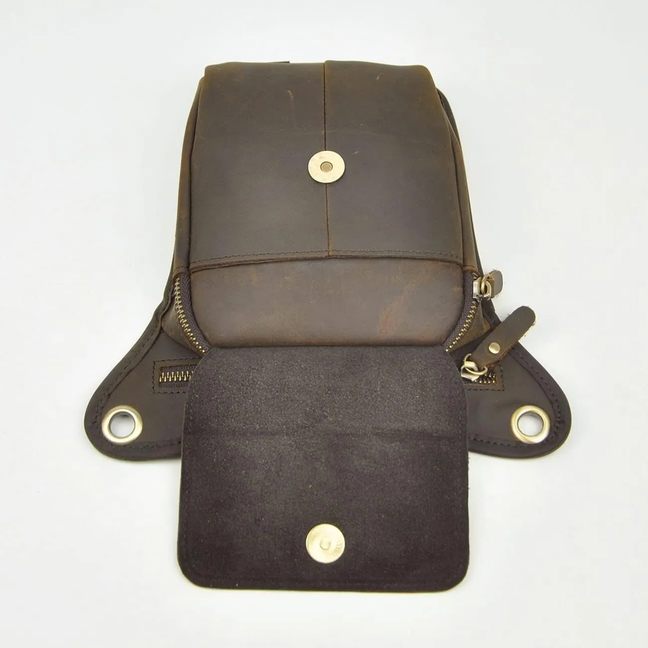 Le'aokuu Mens Genuine Leather Motorcycle Waist Pack Messenger Shoulder Drop Leg Bag