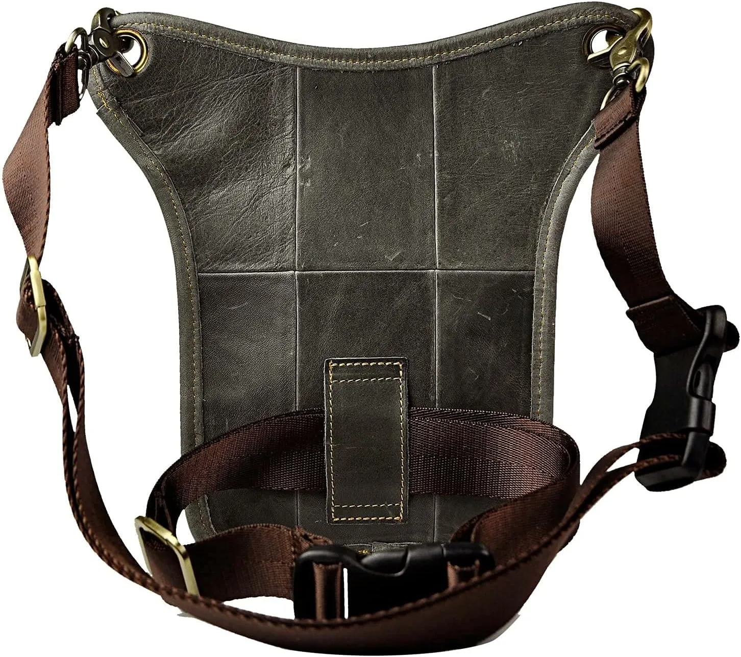 Le'aokuu Mens Genuine Leather Motorcycle Waist Pack Messenger Shoulder Drop Leg Bag