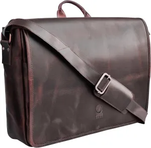 Leather Messenger Bag for Men 14" Leather Laptop Bag Vintage Crossbody Office Satchel Travel Shoulder Bag