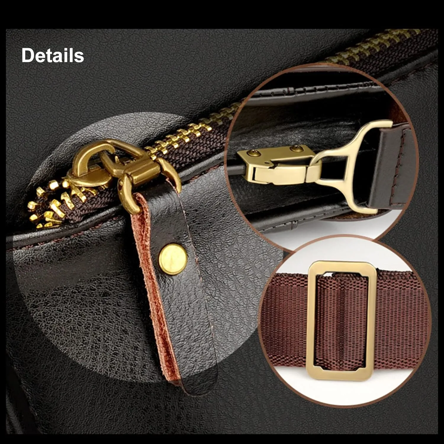 Leather Messenger Sling Crossbody Shoulder Bag for Men Travel Work Business Magnetic Buckle Adjustable straps
