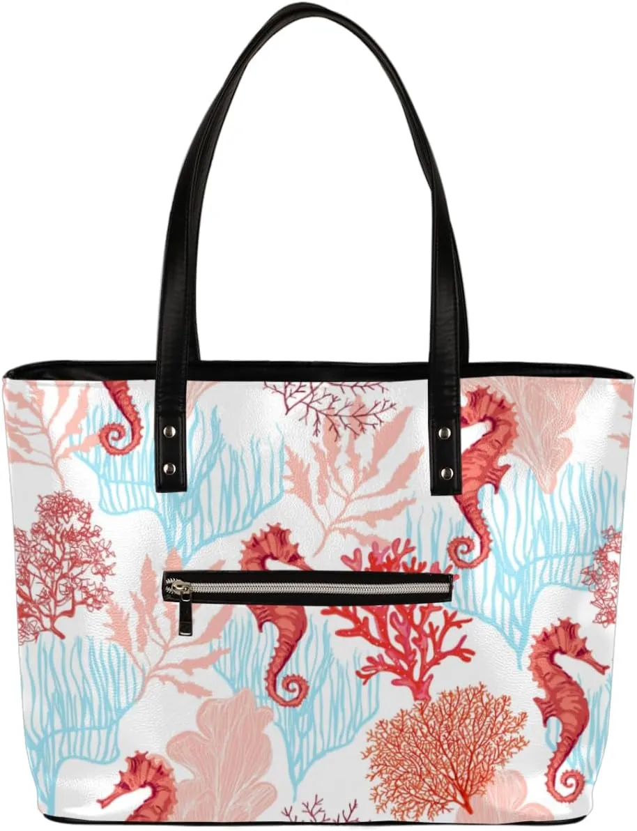 Leather Tote Bag for Women Fashion Shoulder Bag Purses and Handbags Large Capacity Satchel Bags for Work Travel