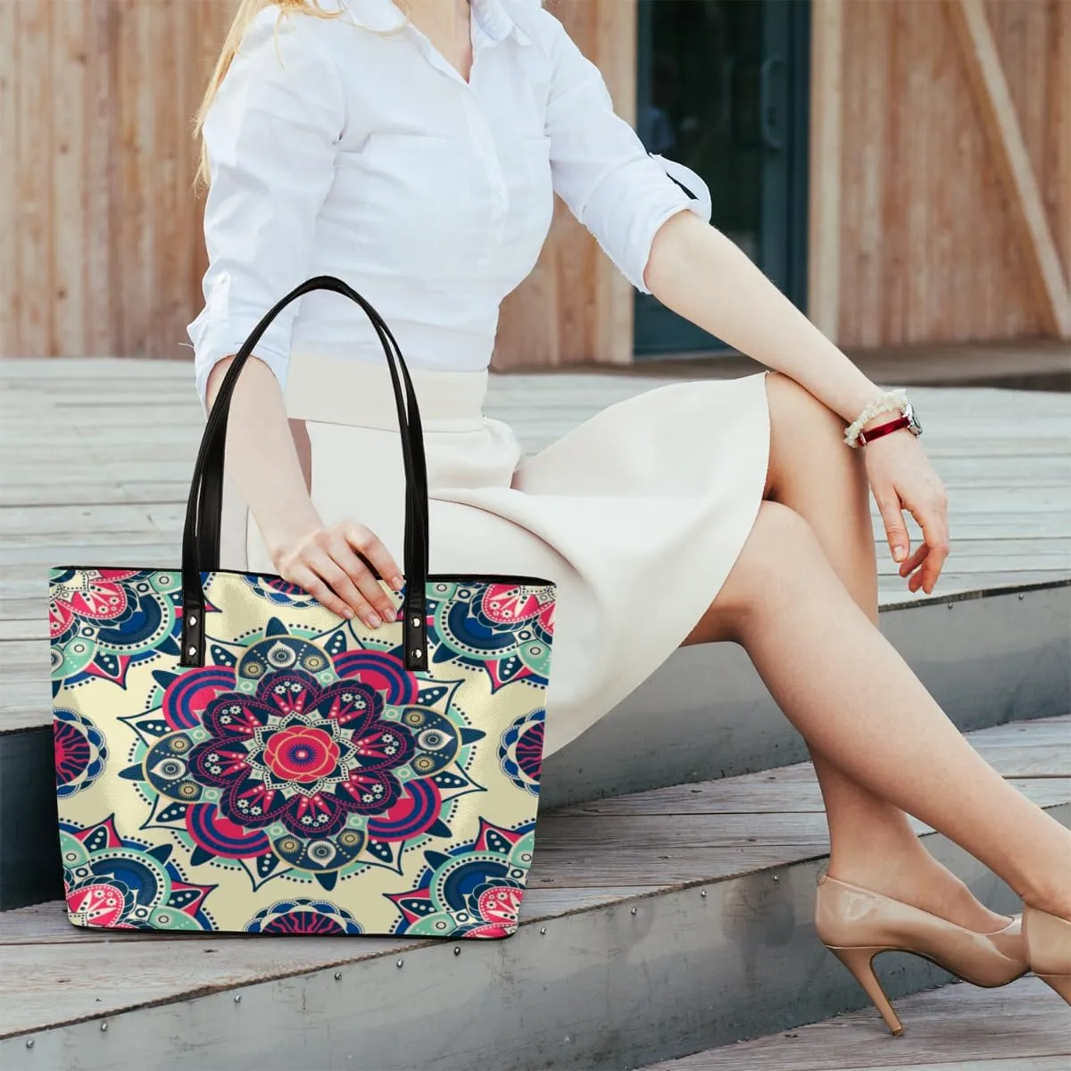Leather Tote Bag for Women Fashion Shoulder Bag Purses and Handbags Large Capacity Satchel Bags for Work Travel