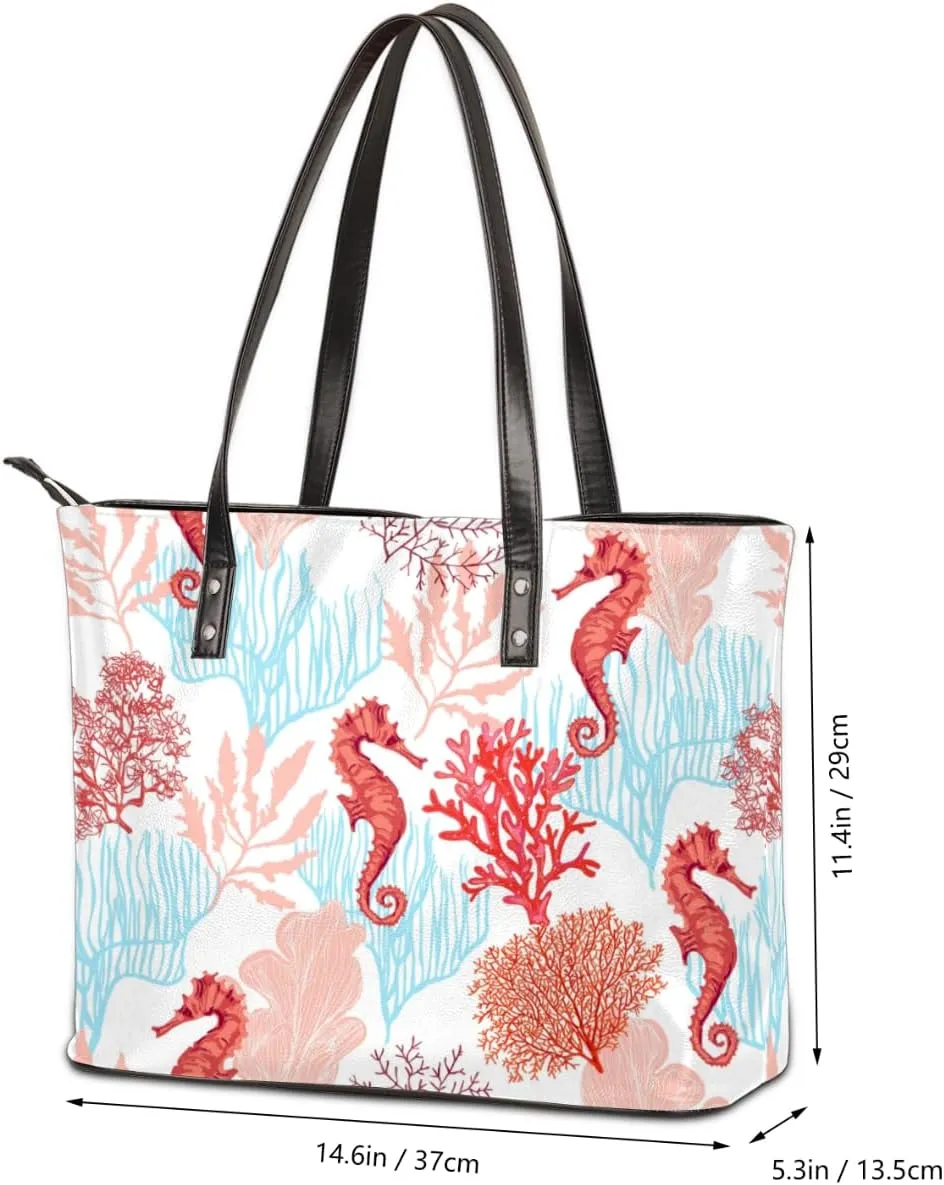 Leather Tote Bag for Women Fashion Shoulder Bag Purses and Handbags Large Capacity Satchel Bags for Work Travel
