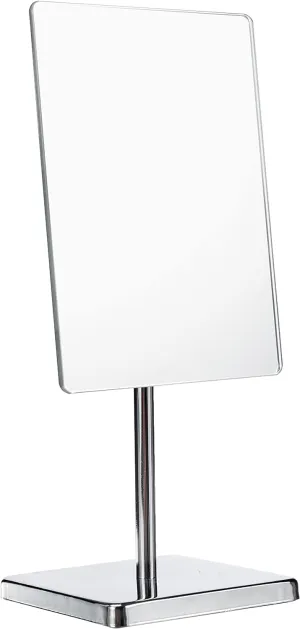 LED Cosmetic Mirror Pedestal Mirror Rectangular Table Mirror with Base Bathroom Vanity Mirror Metal Silver 16,5 x 37,5 x 14 cm