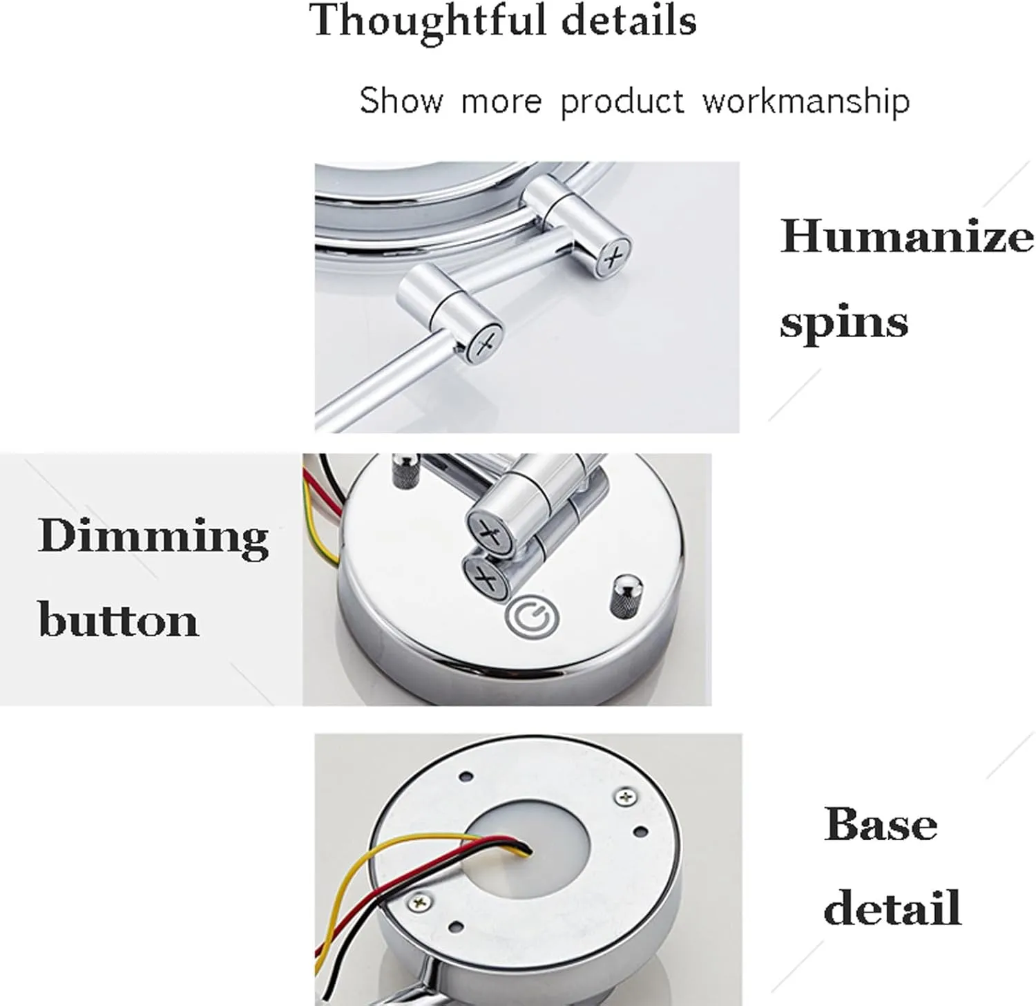 LED Double-sided Bathroom Magnifying Mirror, Wall-mounted Makeup Mirror, Touch Sensor Dimming Cosmetic Mirror, Foldable Shaving Mirror Vanity Mirror