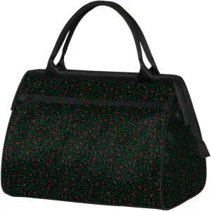 Leopard Pattern Indigo Womens Weekender Overnight Bag Travel Duffel Bag Wide Open 25L Carry On Tote Bag Gym Duffle Bag for Women Teen Girls
