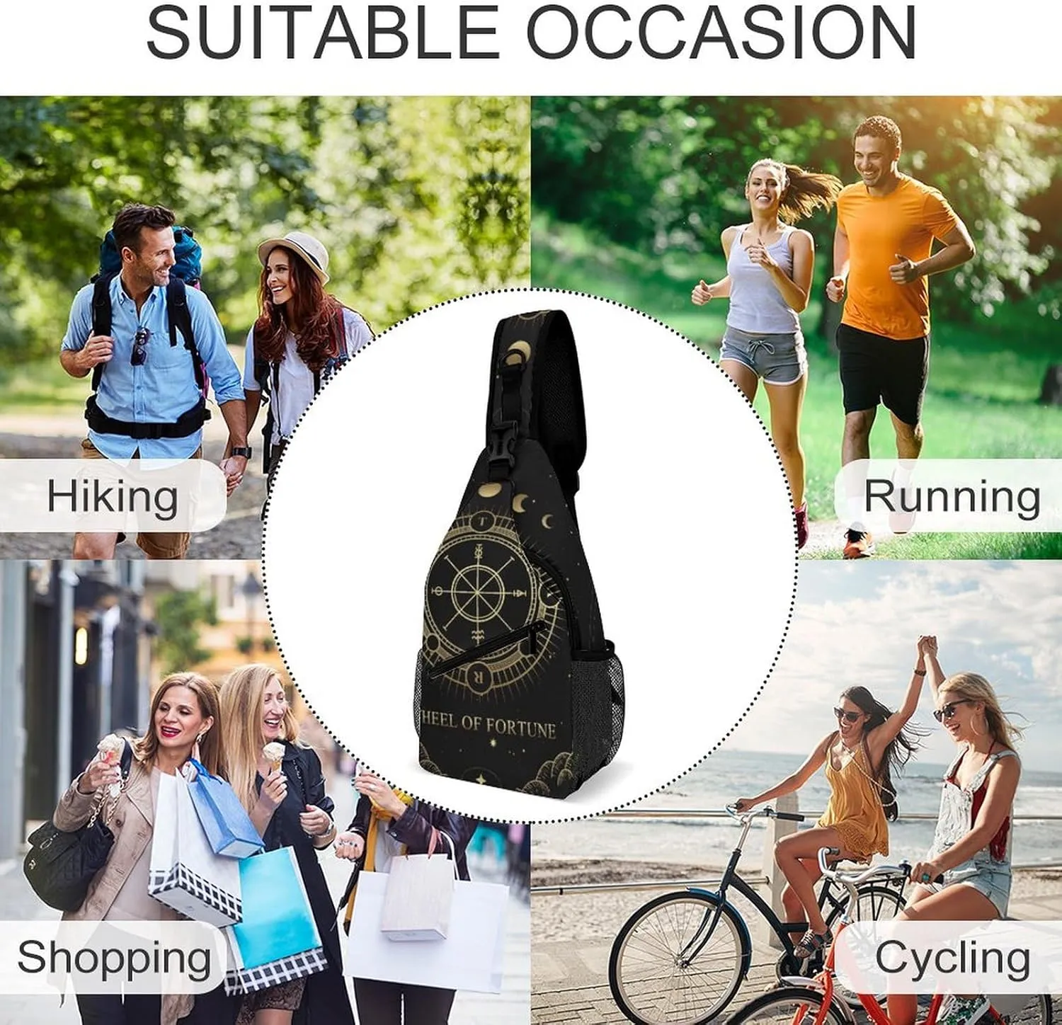 Leopard-print Sling Bag Crossbody Chest Bag Shoulder Bag For Travel Hiking Cycling Camping