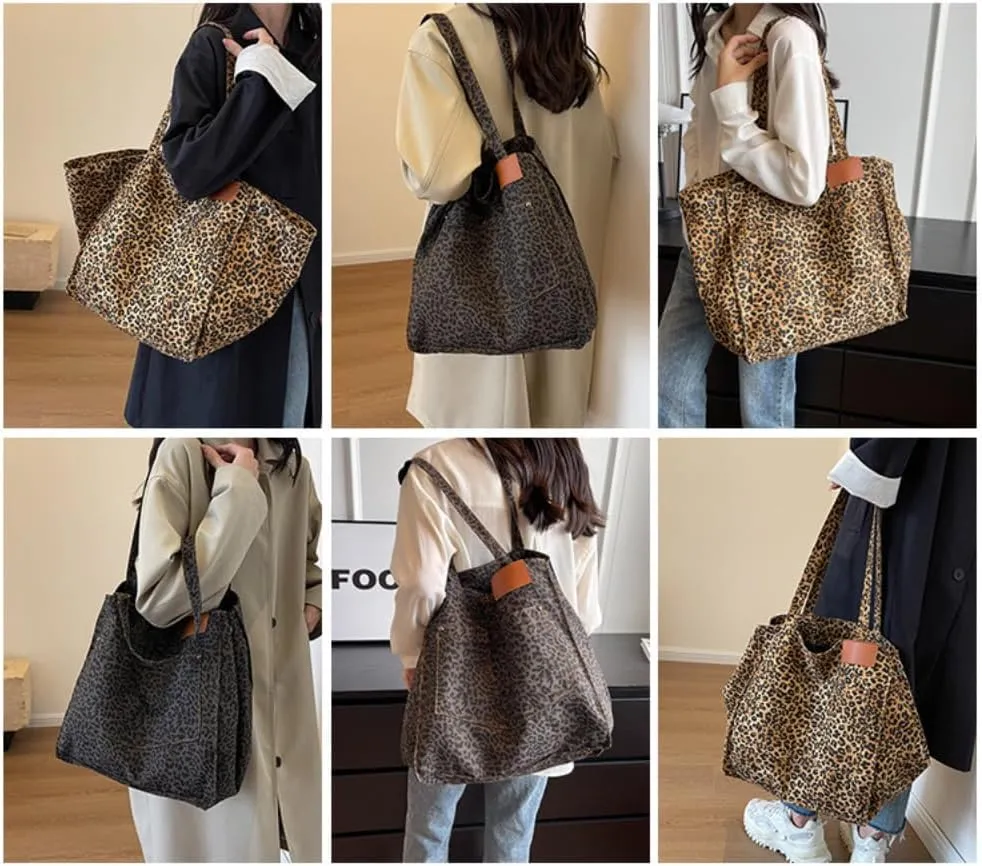 Leopard Print Tote Bags For Women Large-capacity Bag Single-shoulder Sag For Women Large Leopard Print Bag
