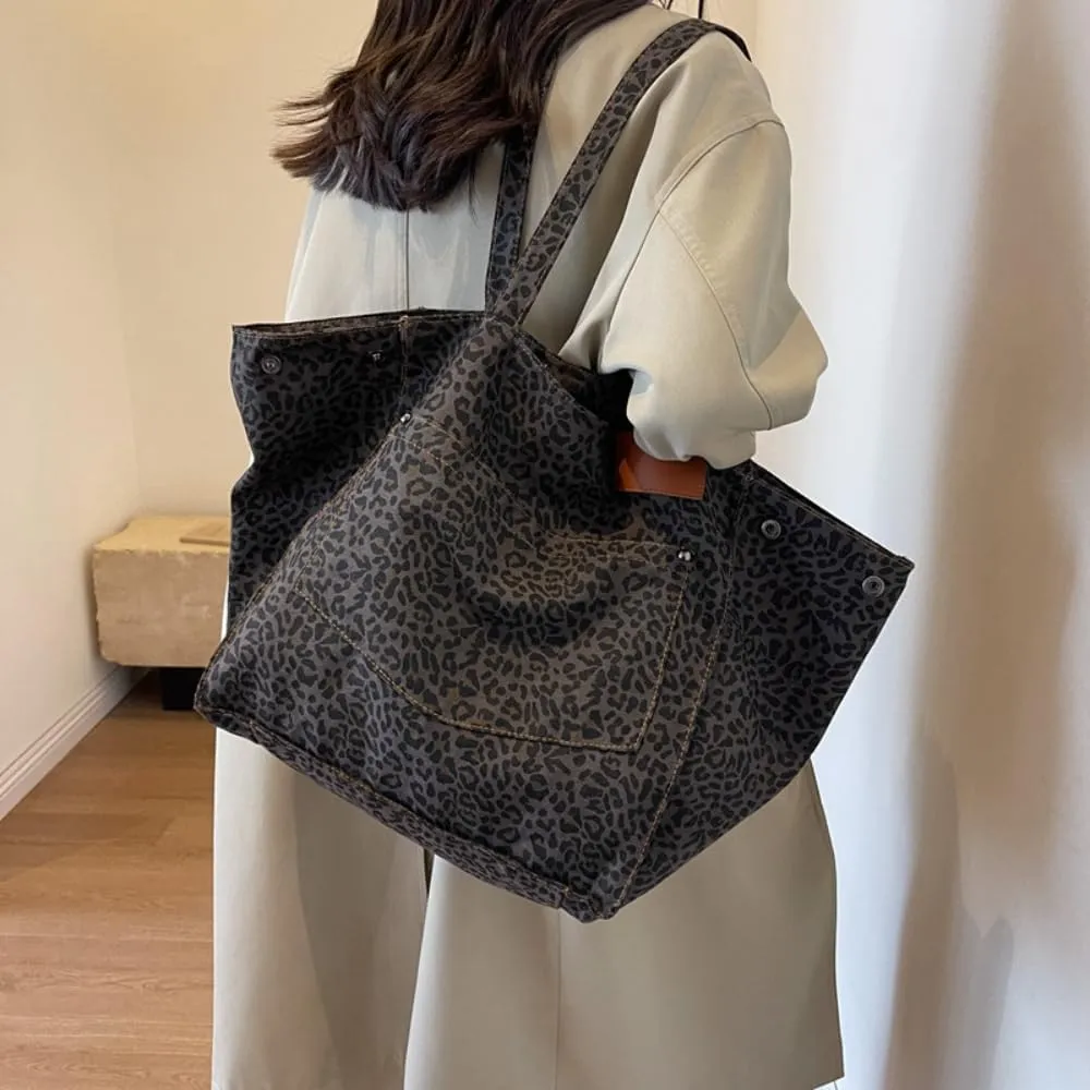Leopard Print Tote Bags For Women Large-capacity Bag Single-shoulder Sag For Women Large Leopard Print Bag