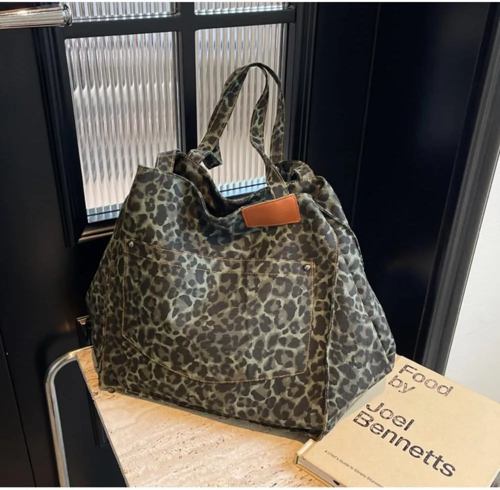 Leopard Print Tote Bags For Women Large-capacity Bag Single-shoulder Sag For Women Large Leopard Print Bag