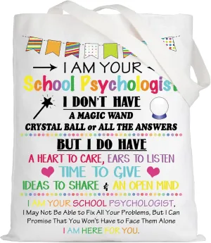 LEVLO Psychologist Canvas Tote Bag Mental Health Therapist Gifts Therapist Shoulder Bag