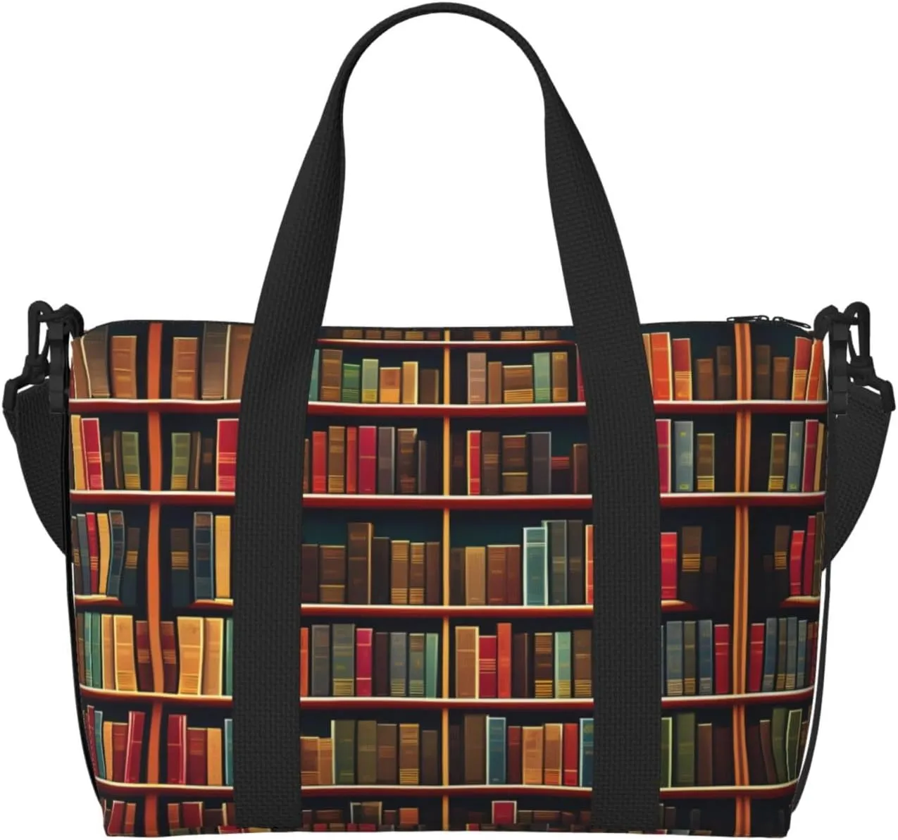 Library Bookshelf Book print Travel Duffle Bag,Weekender Bags,Gym Duffel Bag,Luggage Duffle Overnight for Women Men