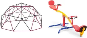 Lifetime 91088 Geometric 5.5' x 11' Dome Climber Jungle Gym and 99" Gym Dandy Spinning Teeter Totter Playground Equipment