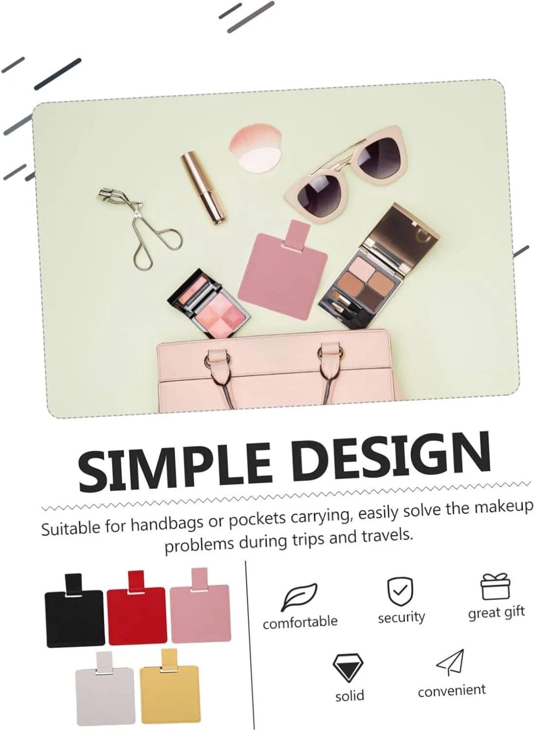 LIFKOME Elegant 5 Pack Mini Handbag Mirrors Portable Travel Makeup Mirror Set and Lightweight
