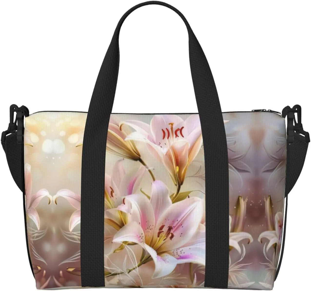 Light Romantic Flowers Print Versatile Gym Sports Bag,Companion For Your Journeys And Fitness Routines