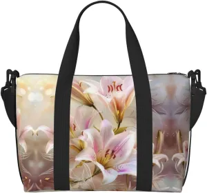 Light Romantic Flowers Print Versatile Gym Sports Bag,Companion For Your Journeys And Fitness Routines