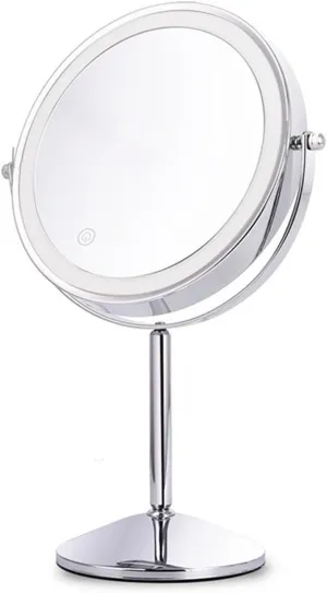 Lighted Makeup Mirror, 360° Swivel Table Mirror, Double Sided Standing Desktop Mirror, 1X/10X Magnifying Mirror With Light, 3 Colors Dimmable Lightning, USB Charging,Portable Travel Mi(Size:20x35CM)