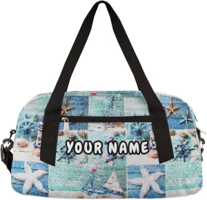 Lighthouse Sailing Ocean Theme Personalized Kids Duffel Bag for Girls Boys, Sea Debris Custom Name Dance Bag Overnight Small Duffel Bag Carry On Sports Travel Bag for School Practice Gymnastics Ballet