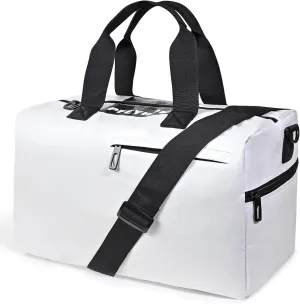 Lightweight Gym Bag for Women Man,Water Resistant Duffle Bag for Travel with Wet Pocket,Wear-resistant Weekender Overnight Duffel Bag,Travel Bag Easy to Clean Tote bag for women(White)