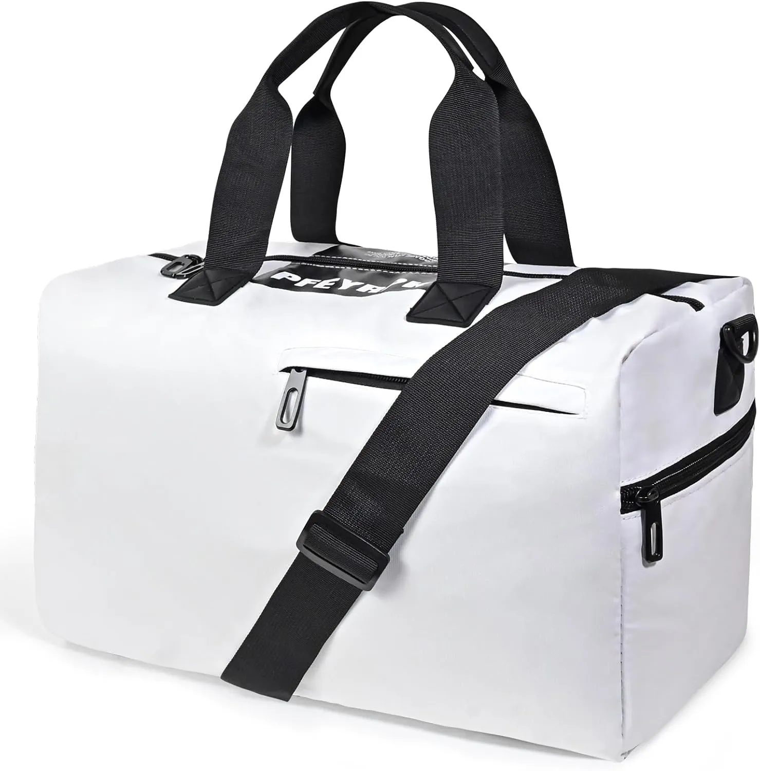 Lightweight Gym Bag for Women Man,Water Resistant Duffle Bag for Travel with Wet Pocket,Wear-resistant Weekender Overnight Duffel Bag,Travel Bag Easy to Clean Tote bag for women(White)