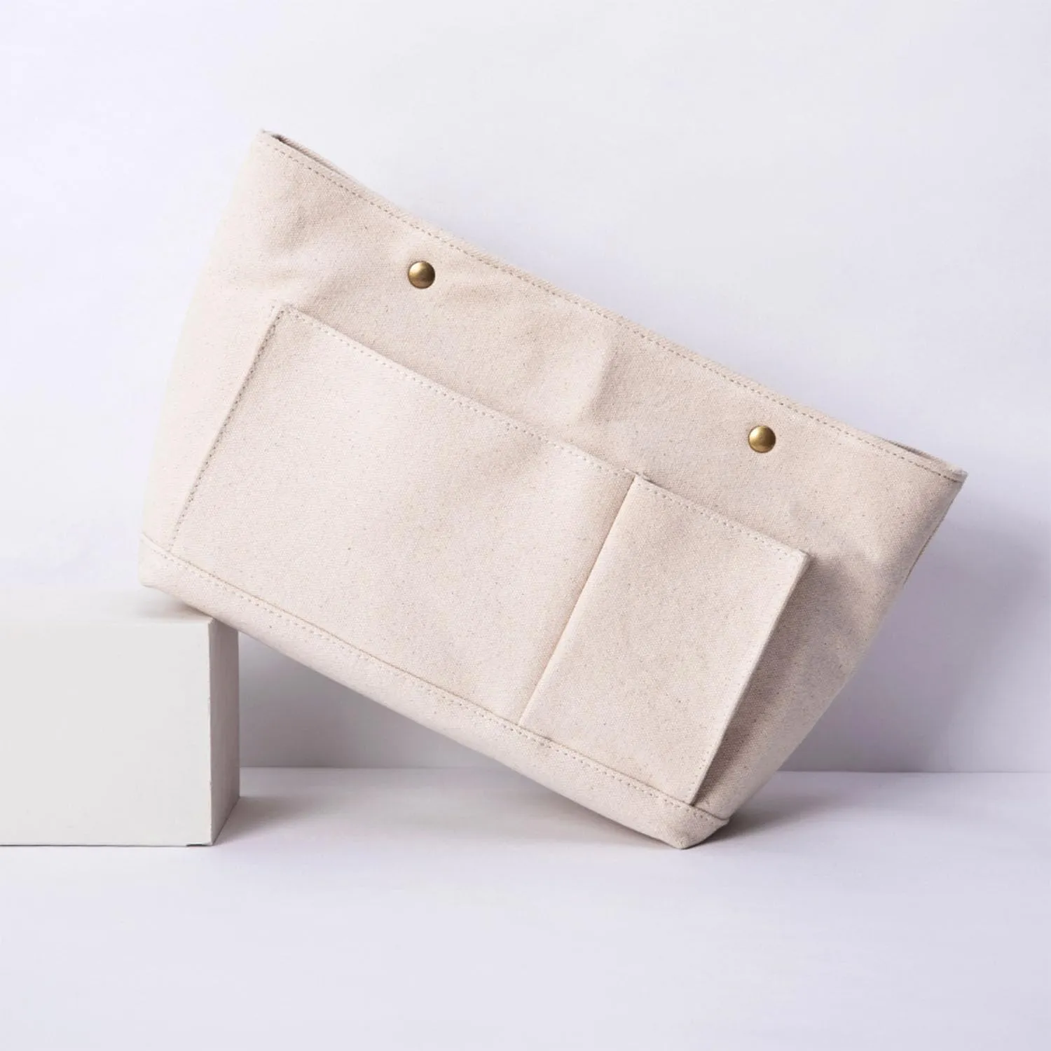 Lightweight Handbag Organizers Insert with Multiple Pockets Handbag Organizer for Storage and Organization Cosmetic Bag Cotton Canvas (M, Beige)