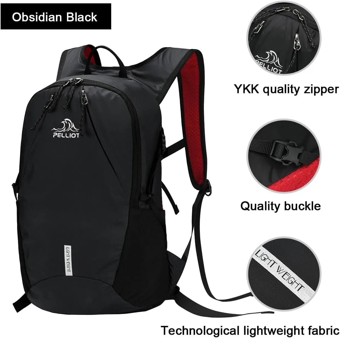 Lightweight sport Backpack for Hiking Daypack， Running，motorcycle, bike or scooter riders, a perfect commuter essential (Obsidian Black)