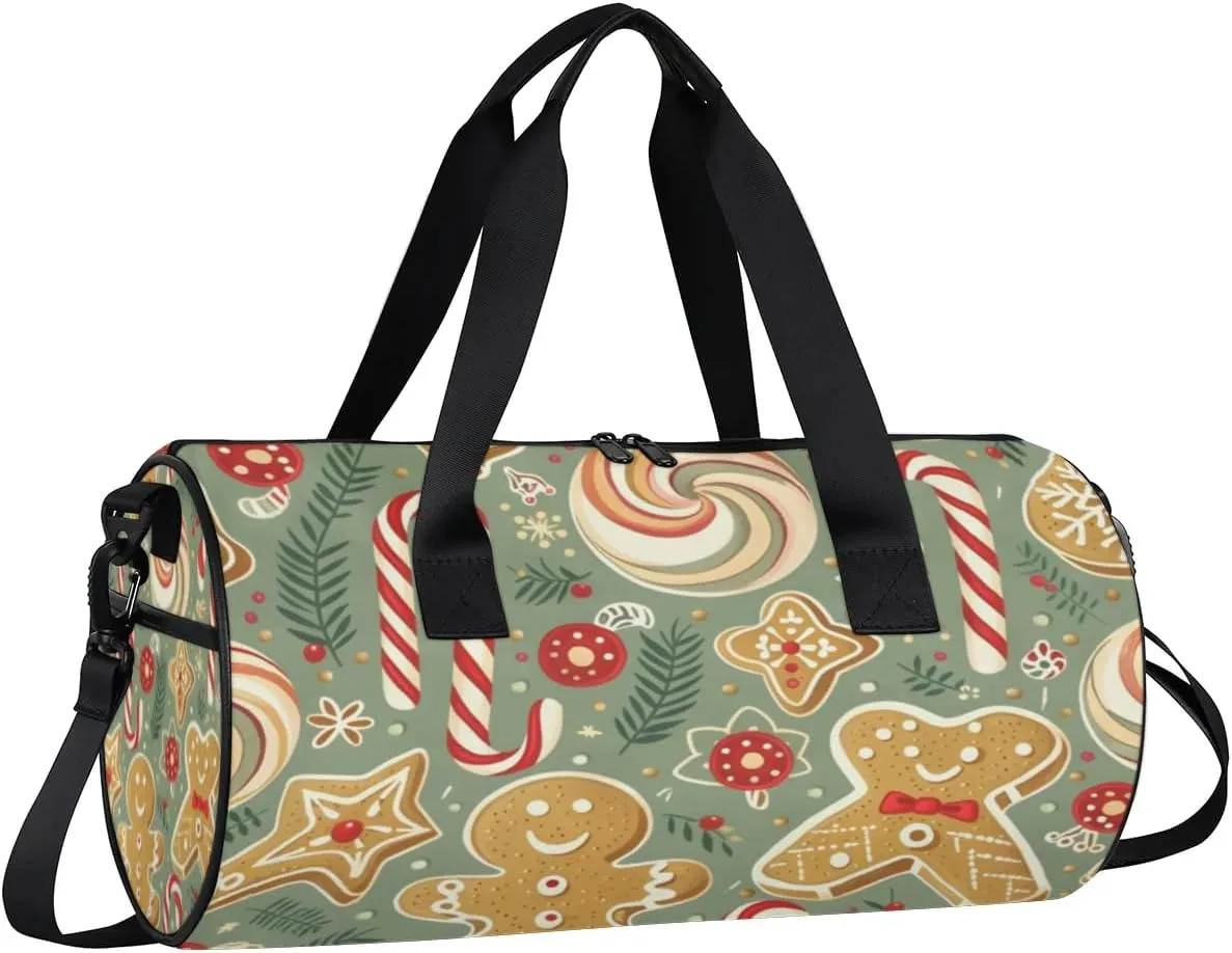 Lightweight Travel Duffle Bag Christmas Candy Cookie Gym Bag for Women Men Stylish Small Duffle Bag for Fitness Yoga Travel Overnight Sport