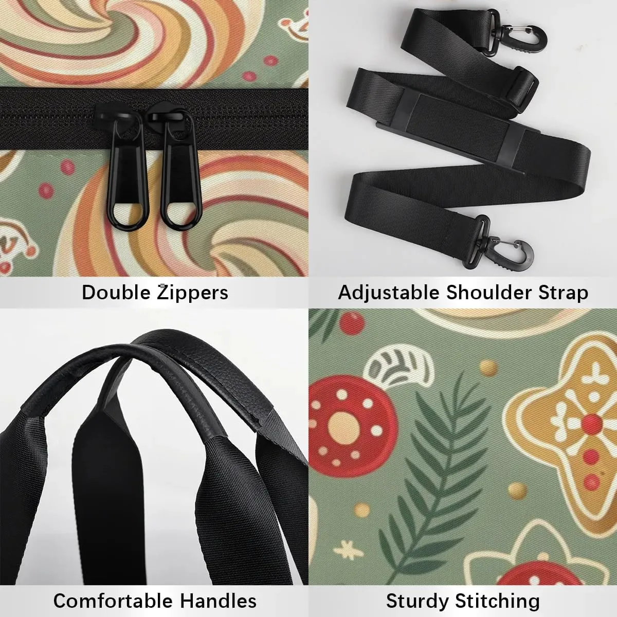 Lightweight Travel Duffle Bag Christmas Candy Cookie Gym Bag for Women Men Stylish Small Duffle Bag for Fitness Yoga Travel Overnight Sport