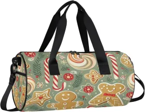 Lightweight Travel Duffle Bag Christmas Candy Cookie Gym Bag for Women Men Stylish Small Duffle Bag for Fitness Yoga Travel Overnight Sport