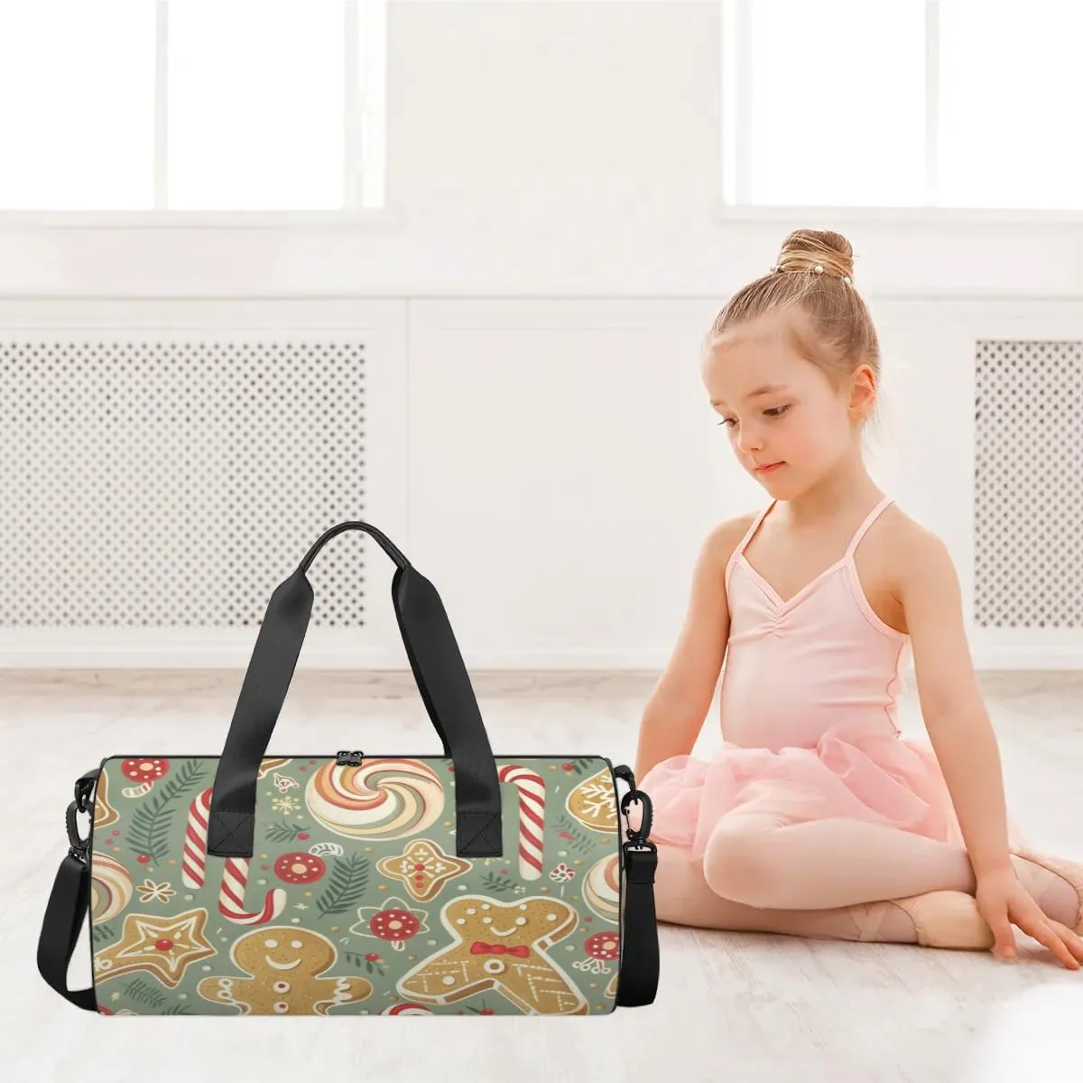 Lightweight Travel Duffle Bag Christmas Candy Cookie Gym Bag for Women Men Stylish Small Duffle Bag for Fitness Yoga Travel Overnight Sport