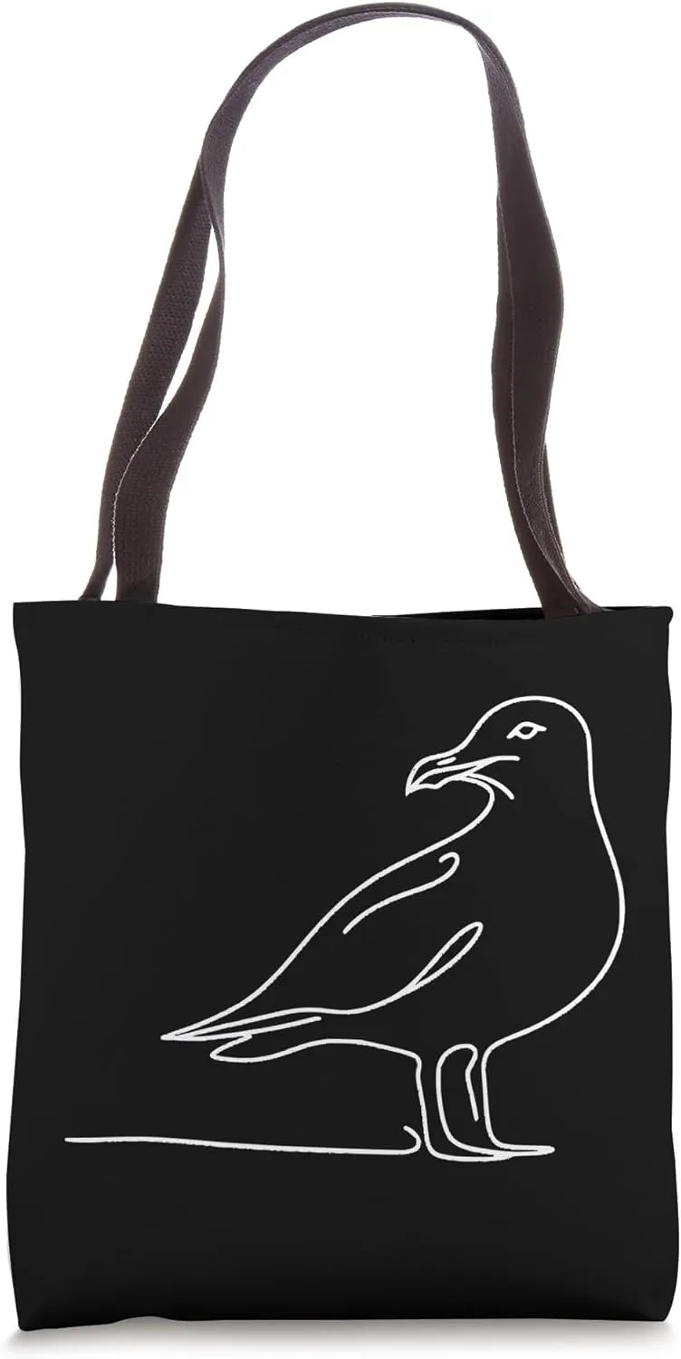 Line Art Bird & Ornithologist Herring Gull Tote Bag