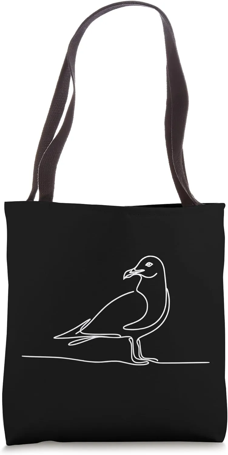 Line Art Bird & Ornithologist Herring Gull Tote Bag