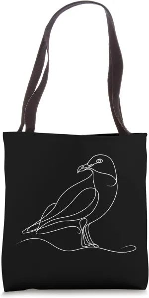 Line Art Bird & Ornithologist Herring Gull Tote Bag