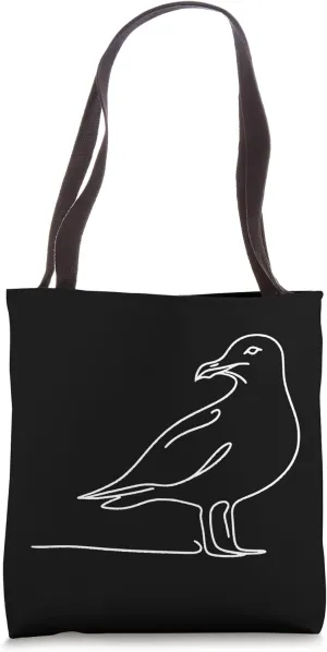 Line Art Bird & Ornithologist Herring Gull Tote Bag