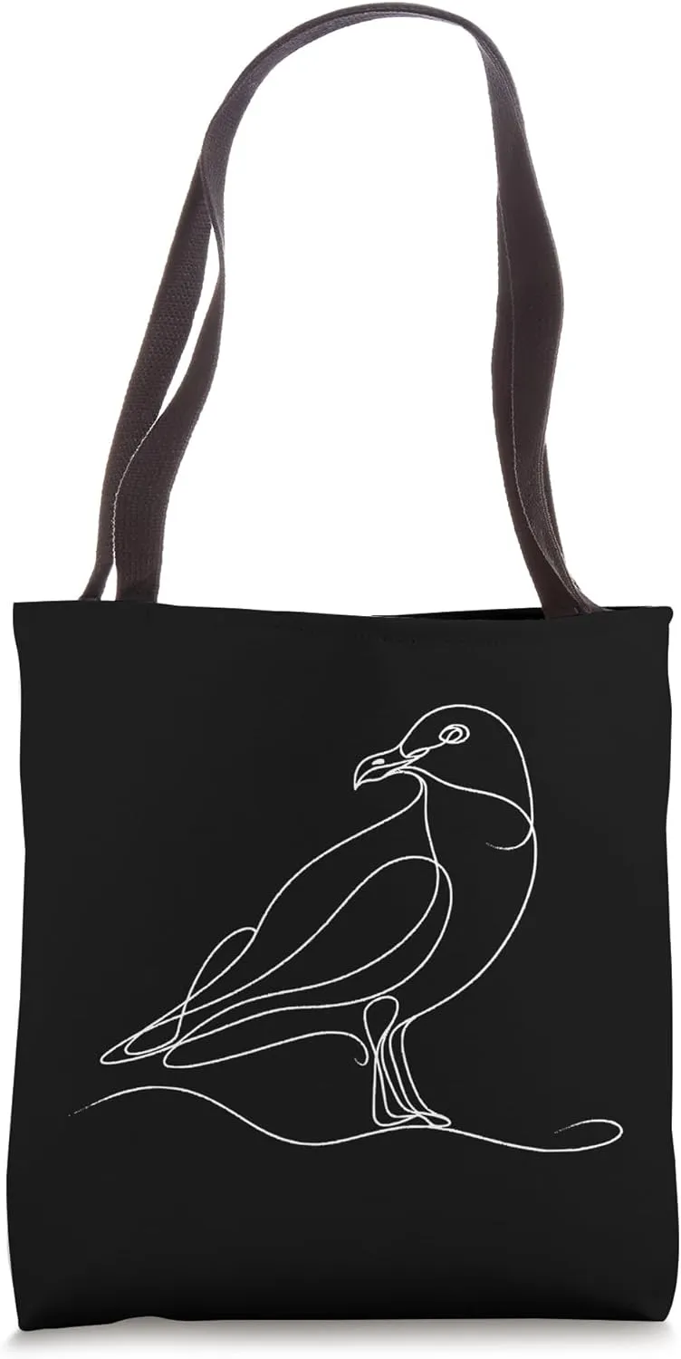Line Art Bird & Ornithologist Herring Gull Tote Bag